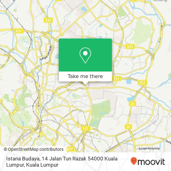 Peta Istana Budaya, 14 Jalan Tun Razak 54000 Kuala Lumpur