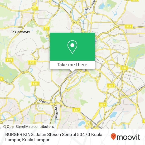 Peta BURGER KING, Jalan Stesen Sentral 50470 Kuala Lumpur