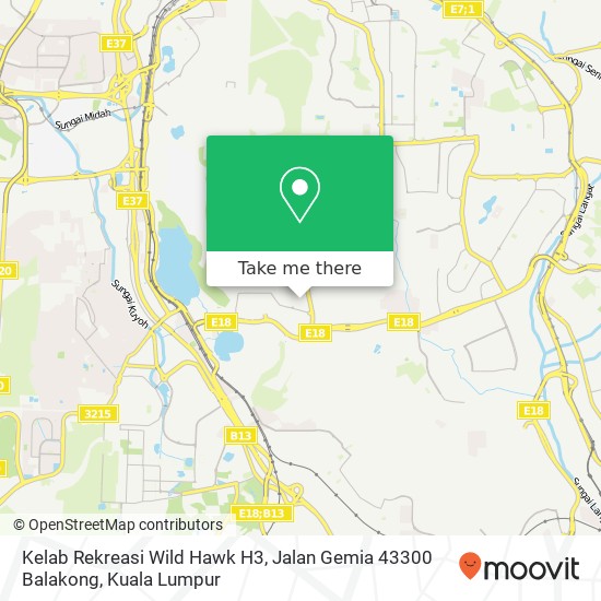 Peta Kelab Rekreasi Wild Hawk H3, Jalan Gemia 43300 Balakong