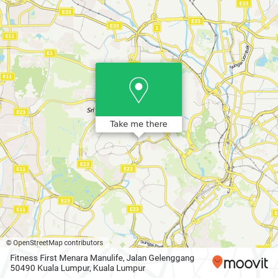 Peta Fitness First Menara Manulife, Jalan Gelenggang 50490 Kuala Lumpur