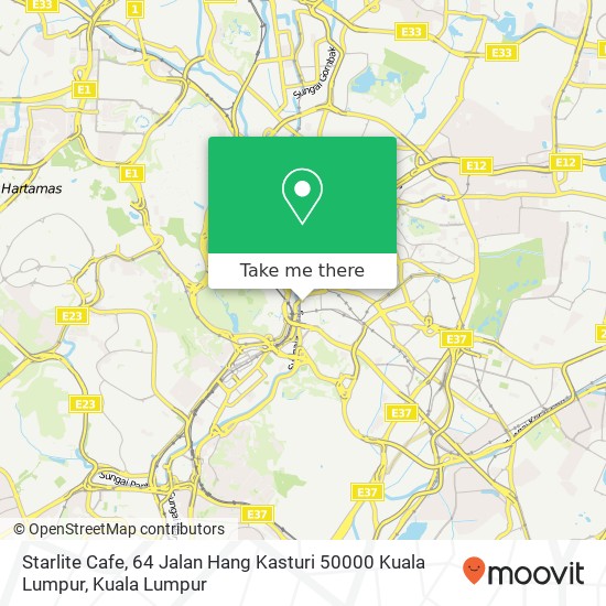 Starlite Cafe, 64 Jalan Hang Kasturi 50000 Kuala Lumpur map