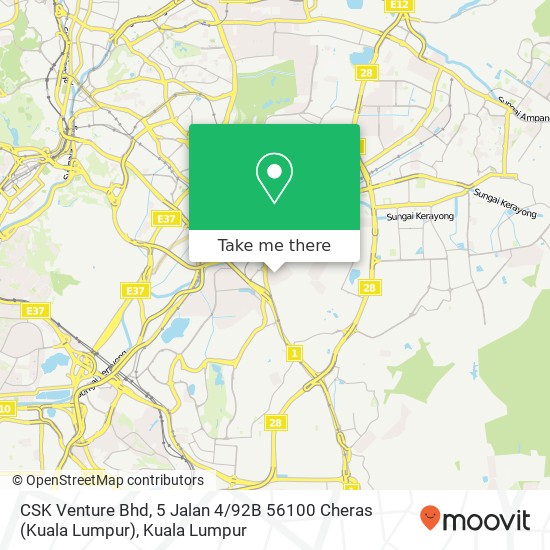 CSK Venture Bhd, 5 Jalan 4 / 92B 56100 Cheras (Kuala Lumpur) map
