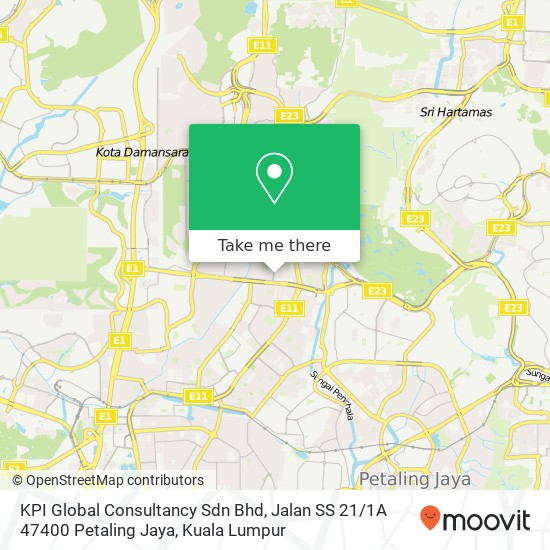 Peta KPI Global Consultancy Sdn Bhd, Jalan SS 21 / 1A 47400 Petaling Jaya