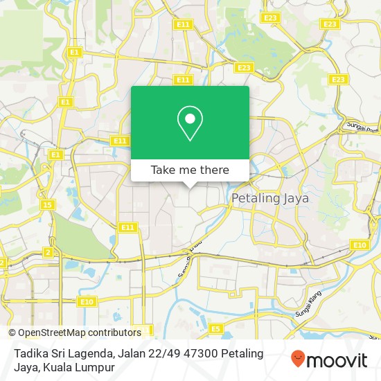 Peta Tadika Sri Lagenda, Jalan 22 / 49 47300 Petaling Jaya