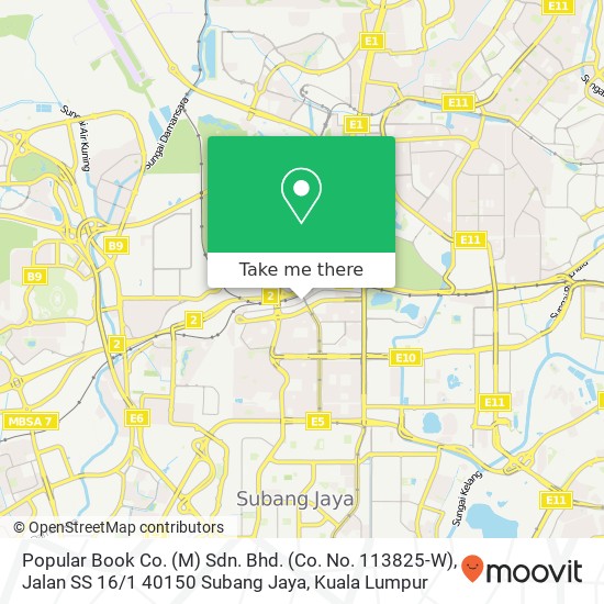 Peta Popular Book Co. (M) Sdn. Bhd. (Co. No. 113825-W), Jalan SS 16 / 1 40150 Subang Jaya