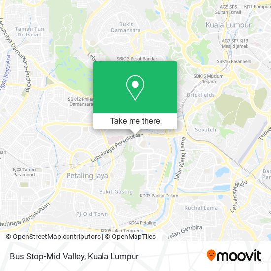 Bus Stop-Mid Valley map