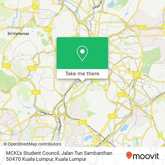 Peta MCKL's Student Council, Jalan Tun Sambanthan 50470 Kuala Lumpur