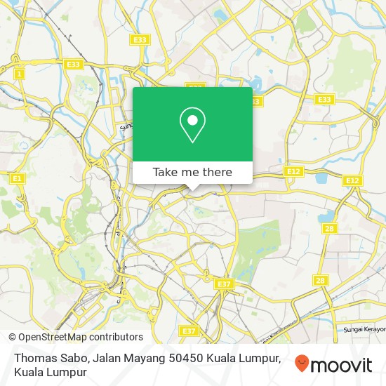 Peta Thomas Sabo, Jalan Mayang 50450 Kuala Lumpur