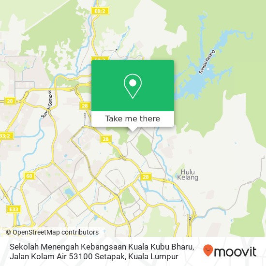 Sekolah Menengah Kebangsaan Kuala Kubu Bharu, Jalan Kolam Air 53100 Setapak map