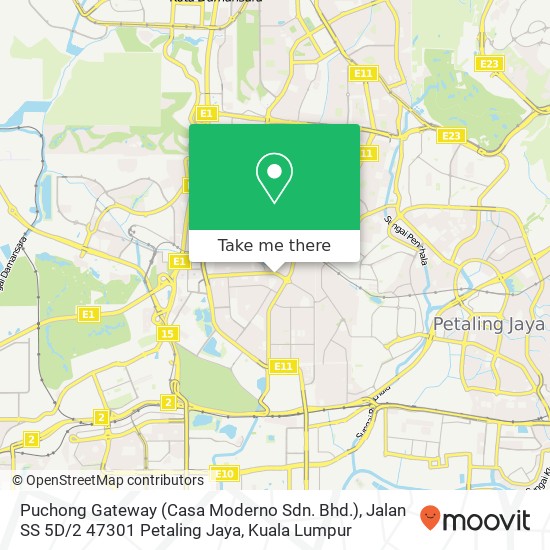 Peta Puchong Gateway (Casa Moderno Sdn. Bhd.), Jalan SS 5D / 2 47301 Petaling Jaya