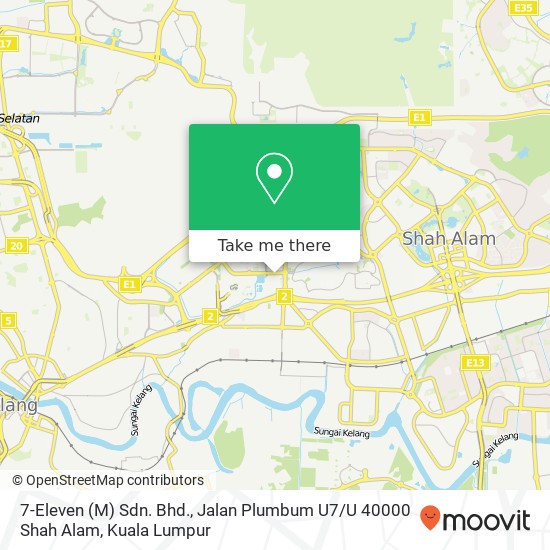 Peta 7-Eleven (M) Sdn. Bhd., Jalan Plumbum U7 / U 40000 Shah Alam