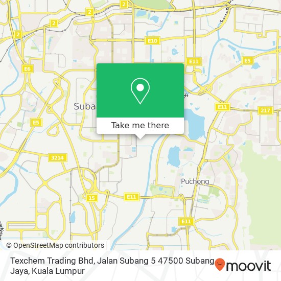 Texchem Trading Bhd, Jalan Subang 5 47500 Subang Jaya map