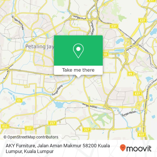 Peta AKY Furniture, Jalan Aman Makmur 58200 Kuala Lumpur
