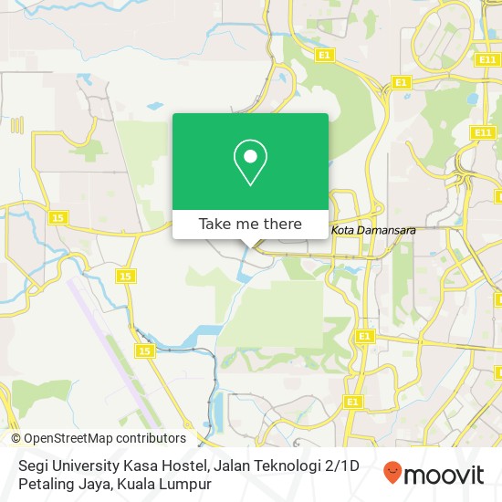 Peta Segi University Kasa Hostel, Jalan Teknologi 2 / 1D Petaling Jaya