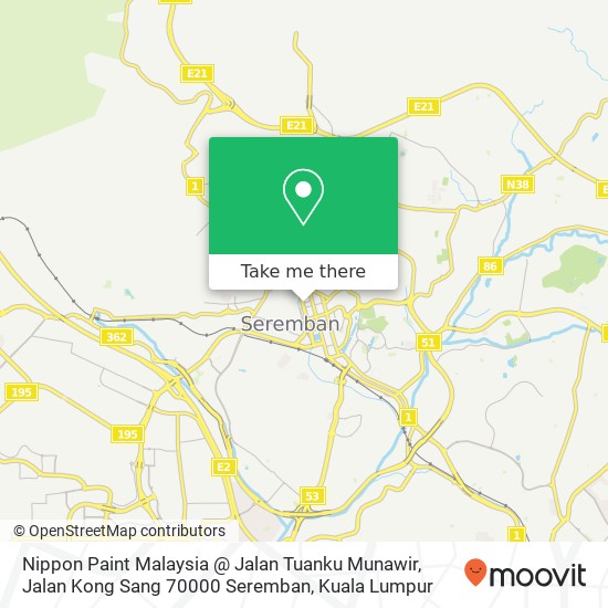 Nippon Paint Malaysia @ Jalan Tuanku Munawir, Jalan Kong Sang 70000 Seremban map