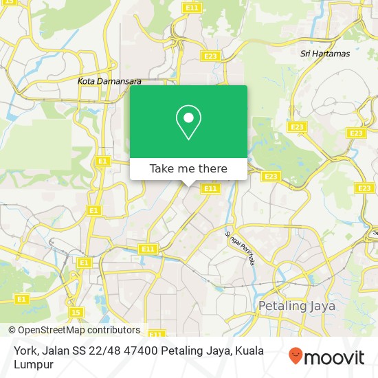 Peta York, Jalan SS 22 / 48 47400 Petaling Jaya