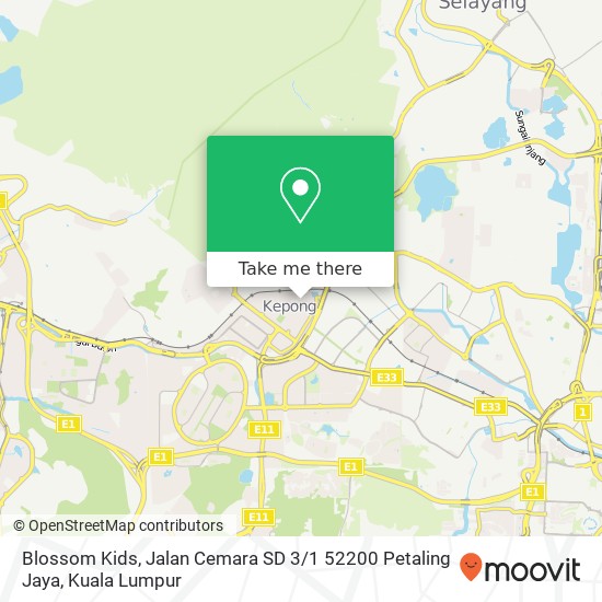 Peta Blossom Kids, Jalan Cemara SD 3 / 1 52200 Petaling Jaya