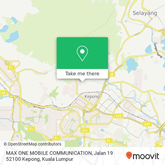 Peta MAX ONE MOBILE COMMUNICATION, Jalan 19 52100 Kepong