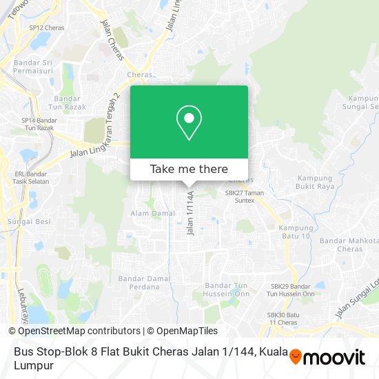 Peta Bus Stop-Blok 8 Flat Bukit Cheras Jalan 1 / 144