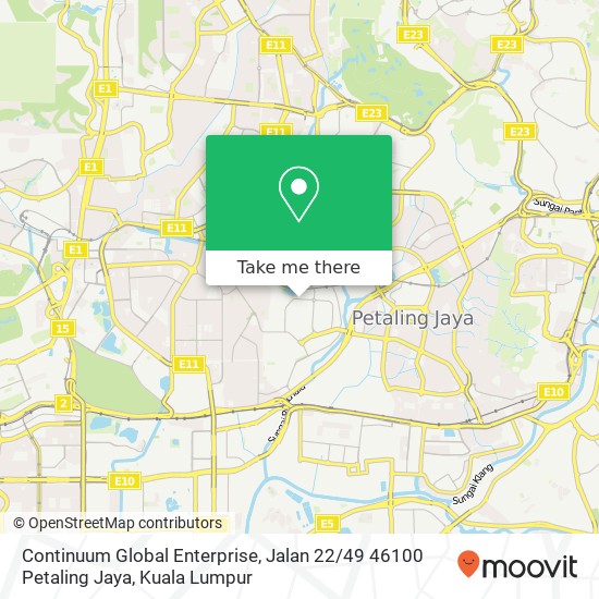 Peta Continuum Global Enterprise, Jalan 22 / 49 46100 Petaling Jaya