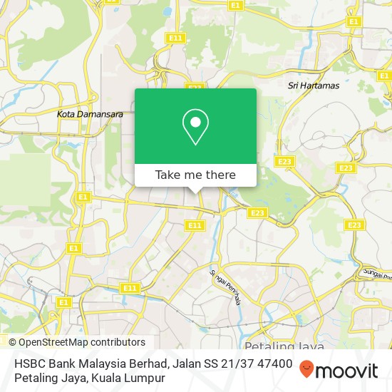 Peta HSBC Bank Malaysia Berhad, Jalan SS 21 / 37 47400 Petaling Jaya