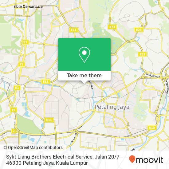 Peta Sykt Liang Brothers Electrical Service, Jalan 20 / 7 46300 Petaling Jaya