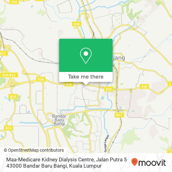 Peta Maa-Medicare Kidney Dialysis Centre, Jalan Putra 5 43000 Bandar Baru Bangi