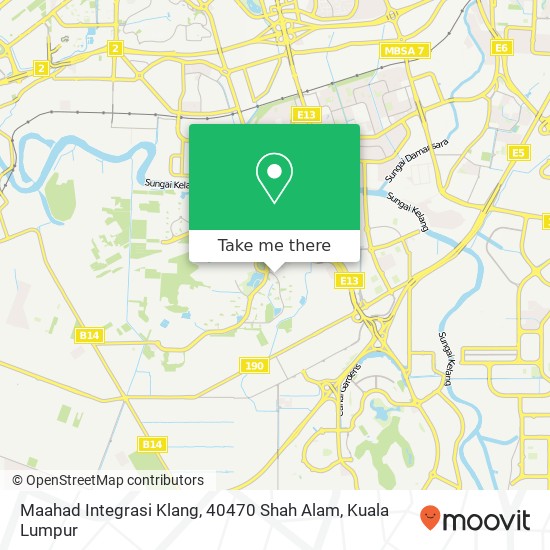 Peta Maahad Integrasi Klang, 40470 Shah Alam