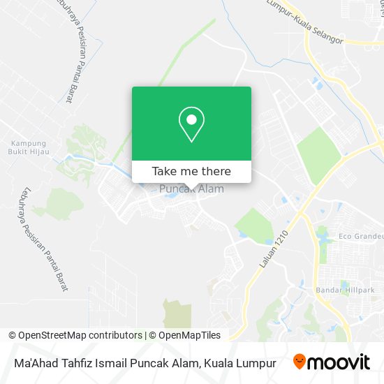 Ma'Ahad Tahfiz Ismail Puncak Alam map