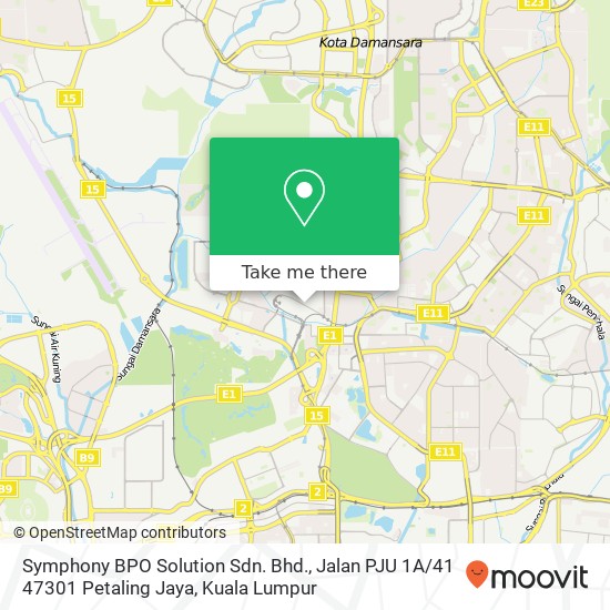 Peta Symphony BPO Solution Sdn. Bhd., Jalan PJU 1A / 41 47301 Petaling Jaya