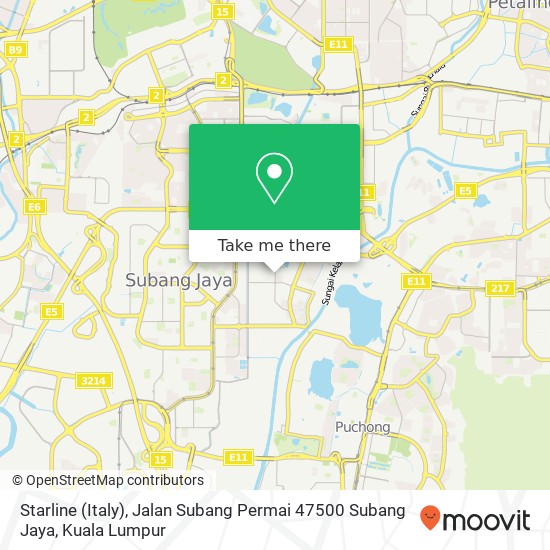 Peta Starline (Italy), Jalan Subang Permai 47500 Subang Jaya