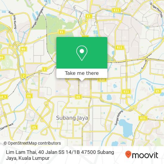 Peta Lim Lam Thai, 40 Jalan SS 14 / 1B 47500 Subang Jaya