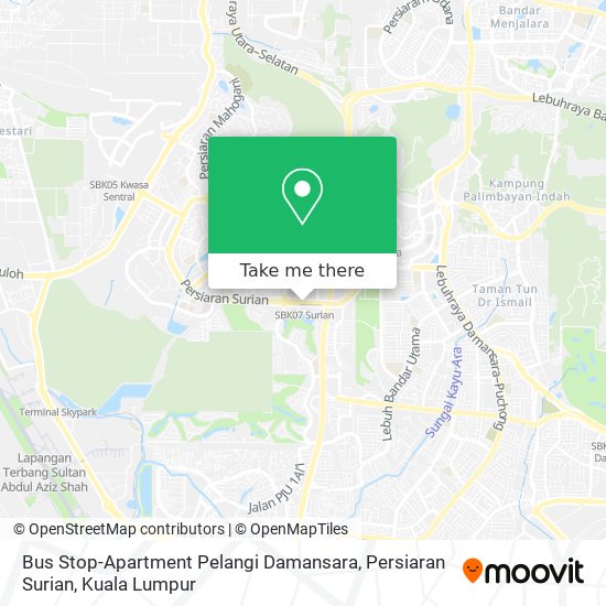 Bus Stop-Apartment Pelangi Damansara, Persiaran Surian map