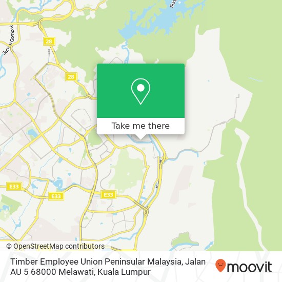 Peta Timber Employee Union Peninsular Malaysia, Jalan AU 5 68000 Melawati