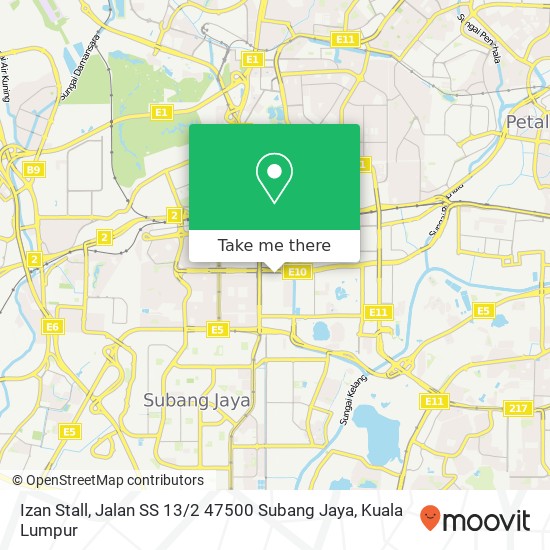 Peta Izan Stall, Jalan SS 13 / 2 47500 Subang Jaya