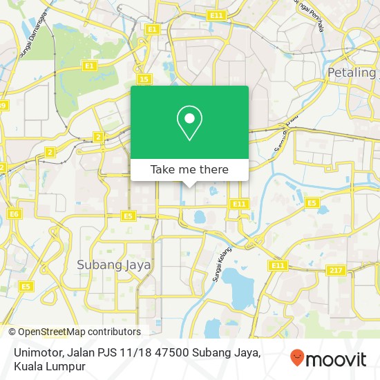 Peta Unimotor, Jalan PJS 11 / 18 47500 Subang Jaya