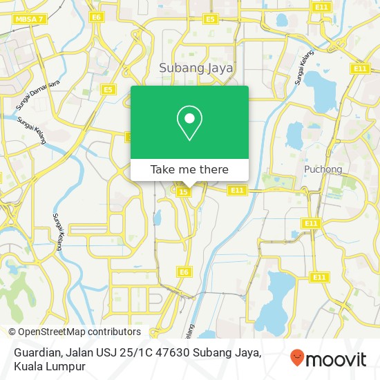 Peta Guardian, Jalan USJ 25 / 1C 47630 Subang Jaya