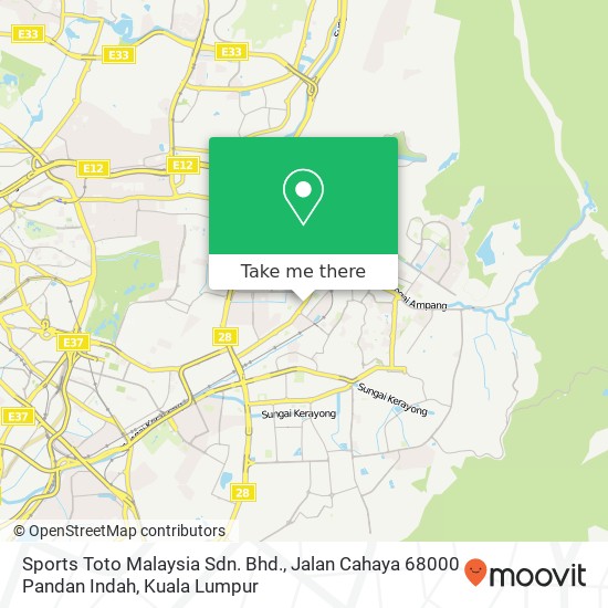 Sports Toto Malaysia Sdn. Bhd., Jalan Cahaya 68000 Pandan Indah map