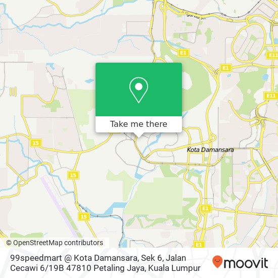 99speedmart @ Kota Damansara, Sek 6, Jalan Cecawi 6 / 19B 47810 Petaling Jaya map