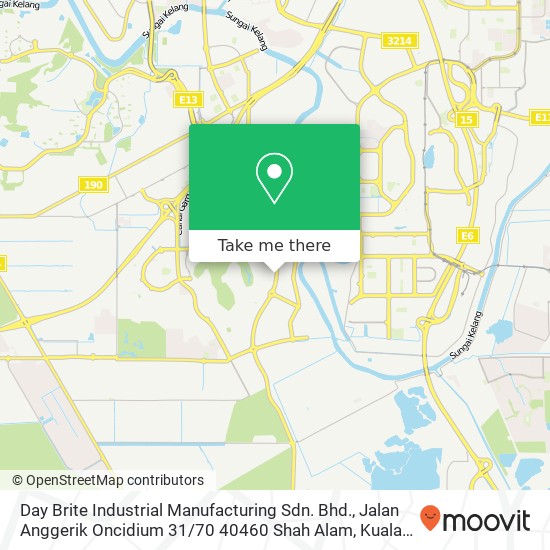 Peta Day Brite Industrial Manufacturing Sdn. Bhd., Jalan Anggerik Oncidium 31 / 70 40460 Shah Alam