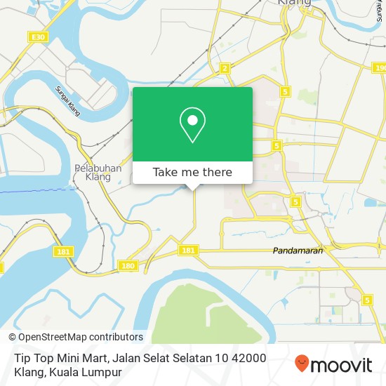 Peta Tip Top Mini Mart, Jalan Selat Selatan 10 42000 Klang
