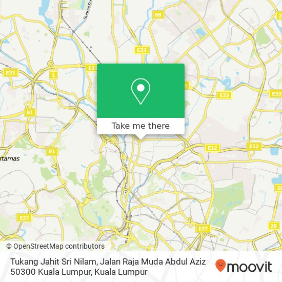 Peta Tukang Jahit Sri Nilam, Jalan Raja Muda Abdul Aziz 50300 Kuala Lumpur