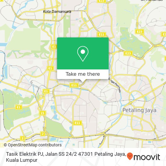 Peta Tasik Elektrik PJ, Jalan SS 24 / 2 47301 Petaling Jaya