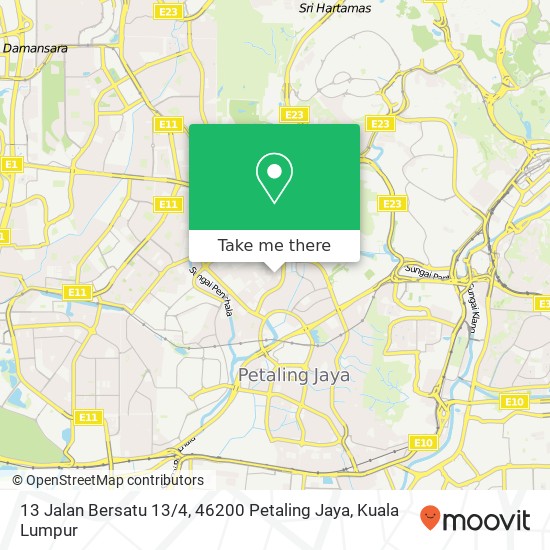 Peta 13 Jalan Bersatu 13 / 4, 46200 Petaling Jaya