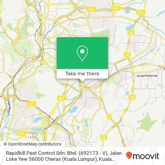 Rapidkill Pest Control Sdn. Bhd. (692173 - V), Jalan Loke Yew 56000 Cheras (Kuala Lumpur) map
