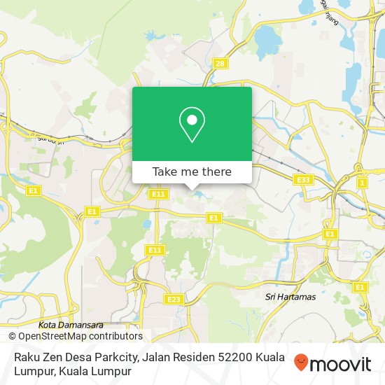 Raku Zen Desa Parkcity, Jalan Residen 52200 Kuala Lumpur map