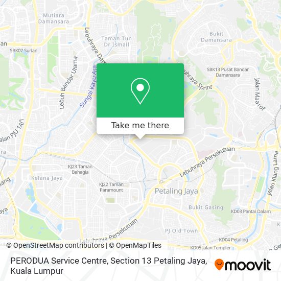 Peta PERODUA Service Centre, Section 13 Petaling Jaya