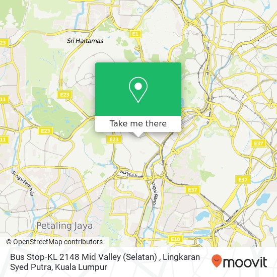 Peta Bus Stop-KL 2148 Mid Valley (Selatan) , Lingkaran Syed Putra