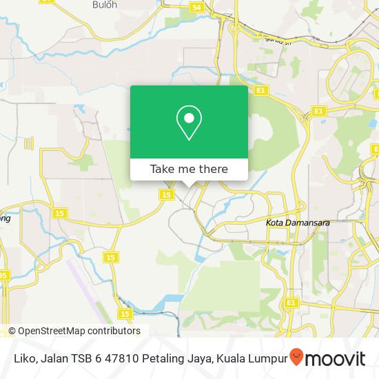 Peta Liko, Jalan TSB 6 47810 Petaling Jaya