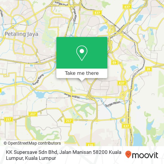 Peta KK Supersave Sdn Bhd, Jalan Manisan 58200 Kuala Lumpur